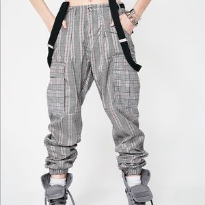 dolls kill plaid cargo pants no suspenders